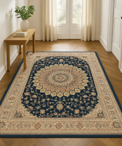 Classic area rug styled in an elegant interior