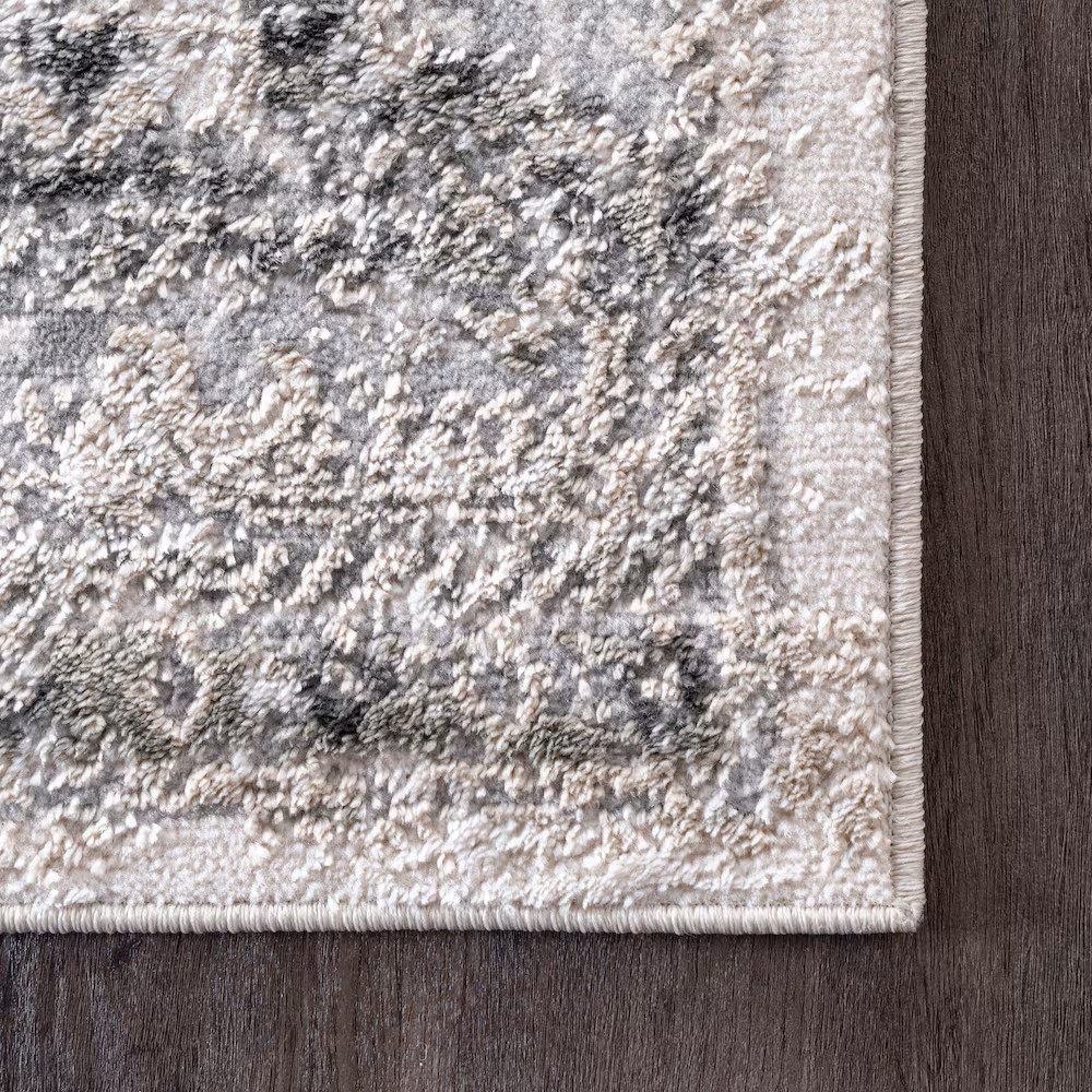 NuLOOM Madisson Vintage Faded Medallion Silver 6 ft. 7 in. x 9 ft. Indoor Area Rug - Image 2
