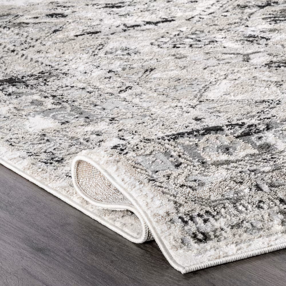 NuLOOM Madisson Vintage Faded Medallion Silver 6 ft. 7 in. x 9 ft. Indoor Area Rug - Image 3