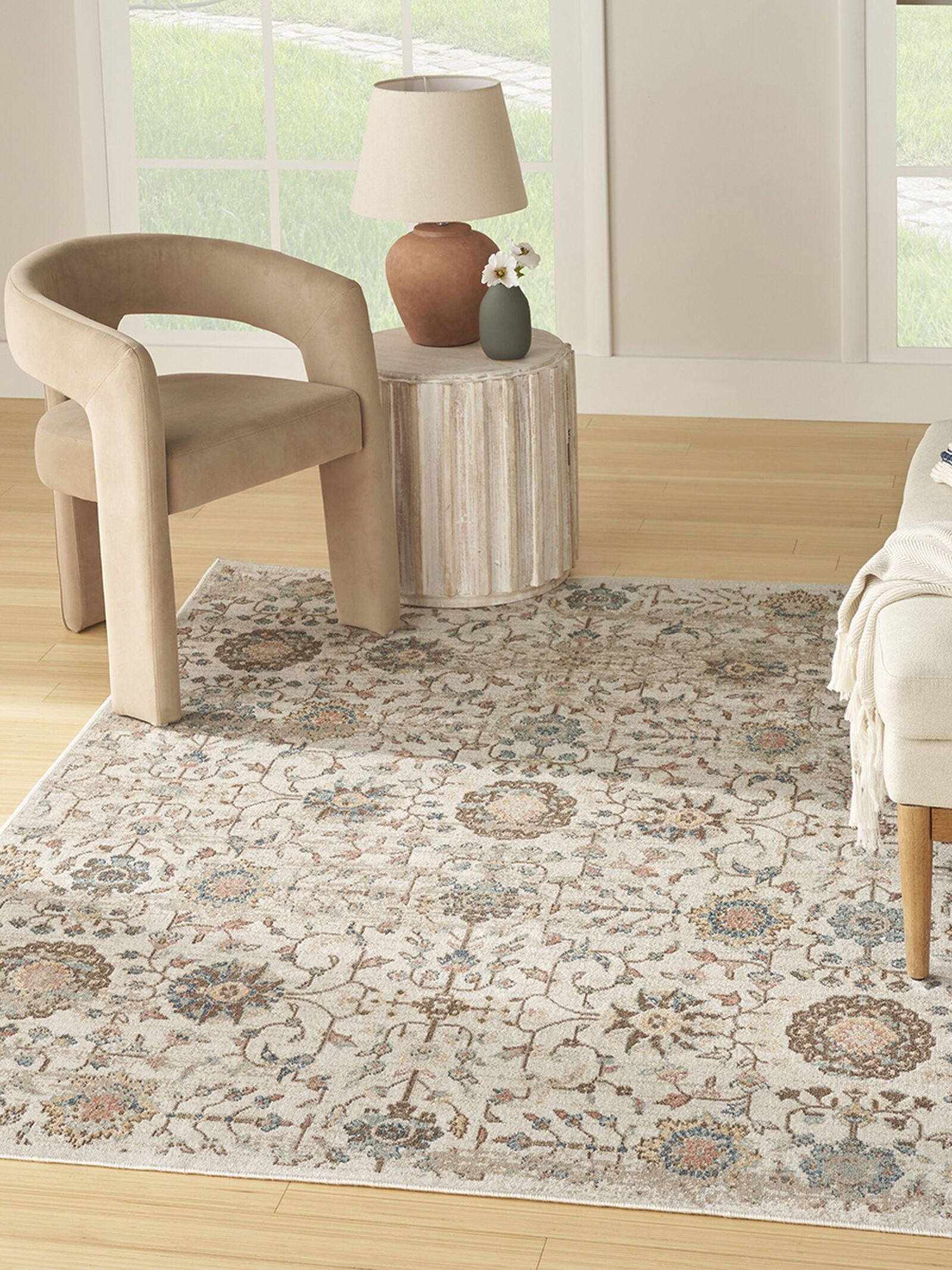 Nourison 9x12 (ft) Persian‑Inspired Beige Washable Rug - Image 5