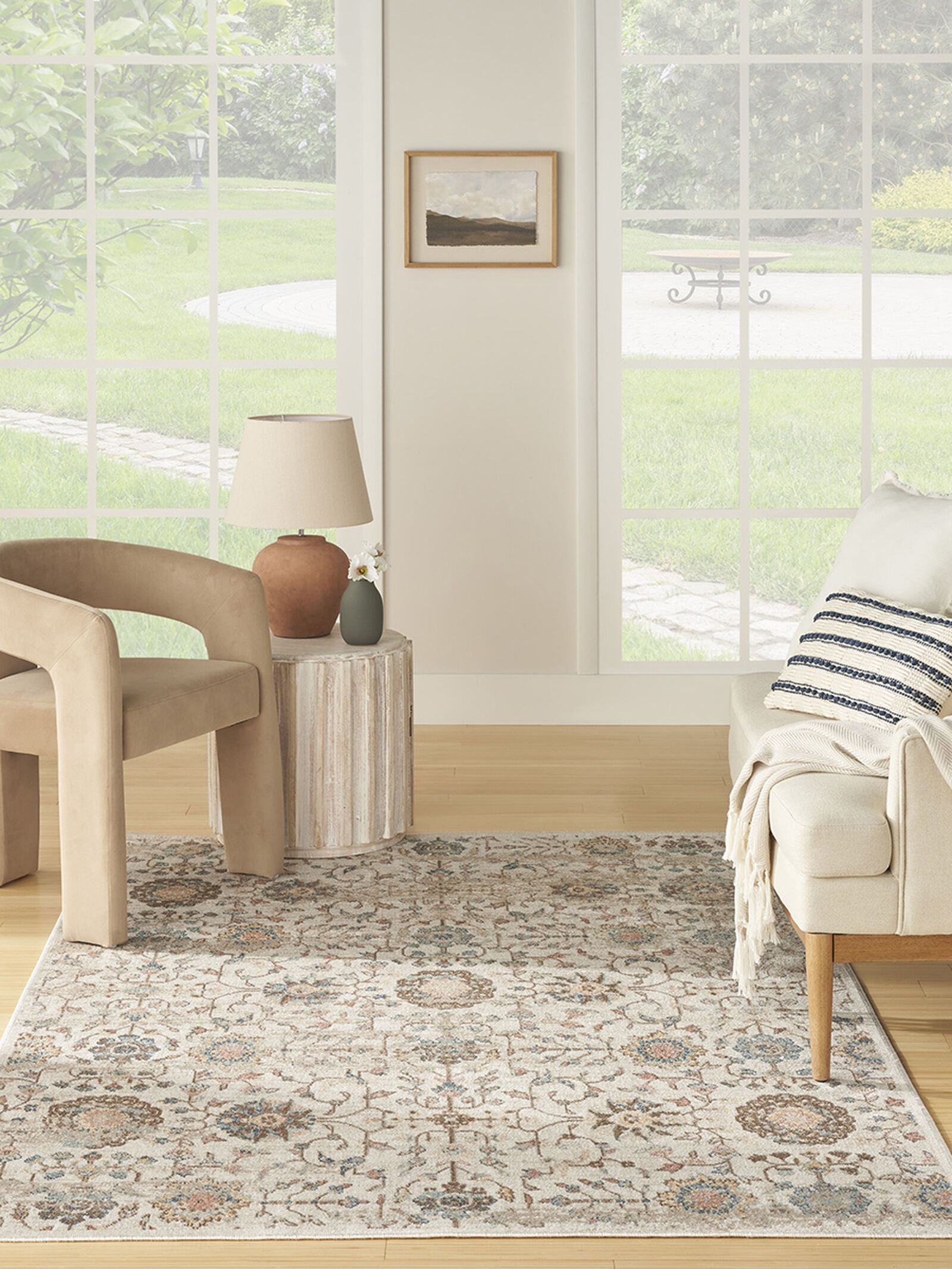 Nourison 9x12 (ft) Persian‑Inspired Beige Washable Rug - Image 2