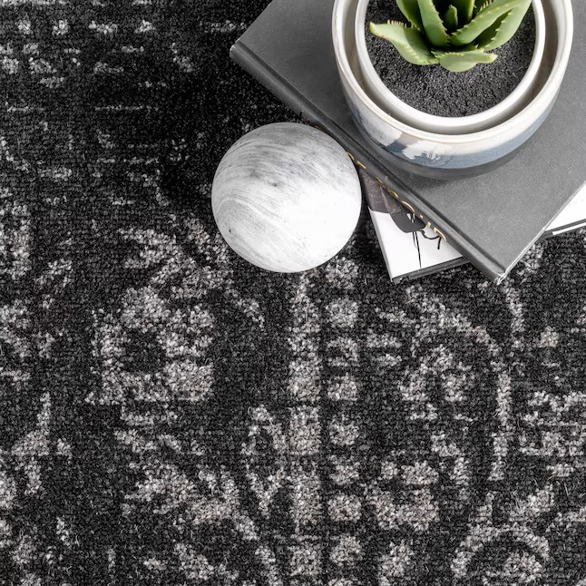 nuLOOM Smoky 7'6'' x 9'6'' (ft) Loomed Polypropylene Black Medallion Oriental Area rug - Image 11
