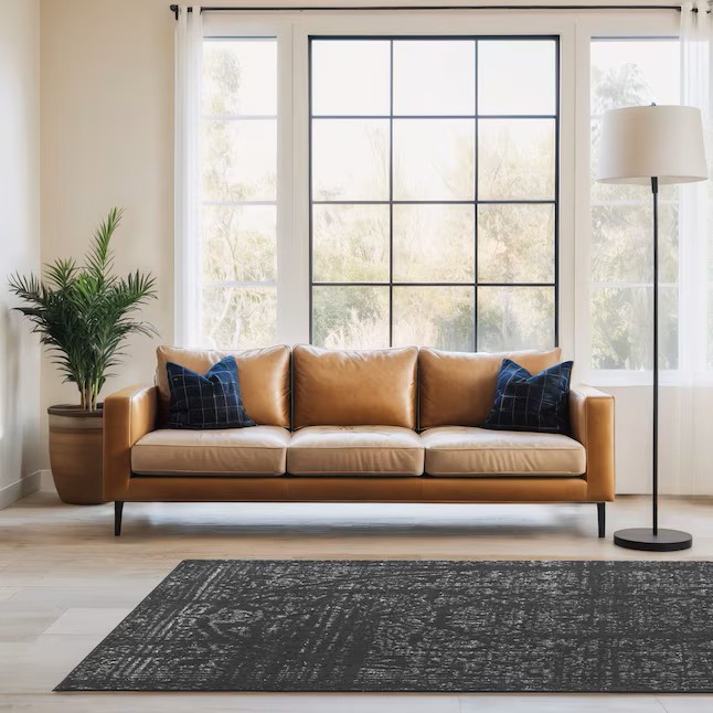 nuLOOM Smoky 7'6'' x 9'6'' (ft) Loomed Polypropylene Black Medallion Oriental Area rug - Image 2