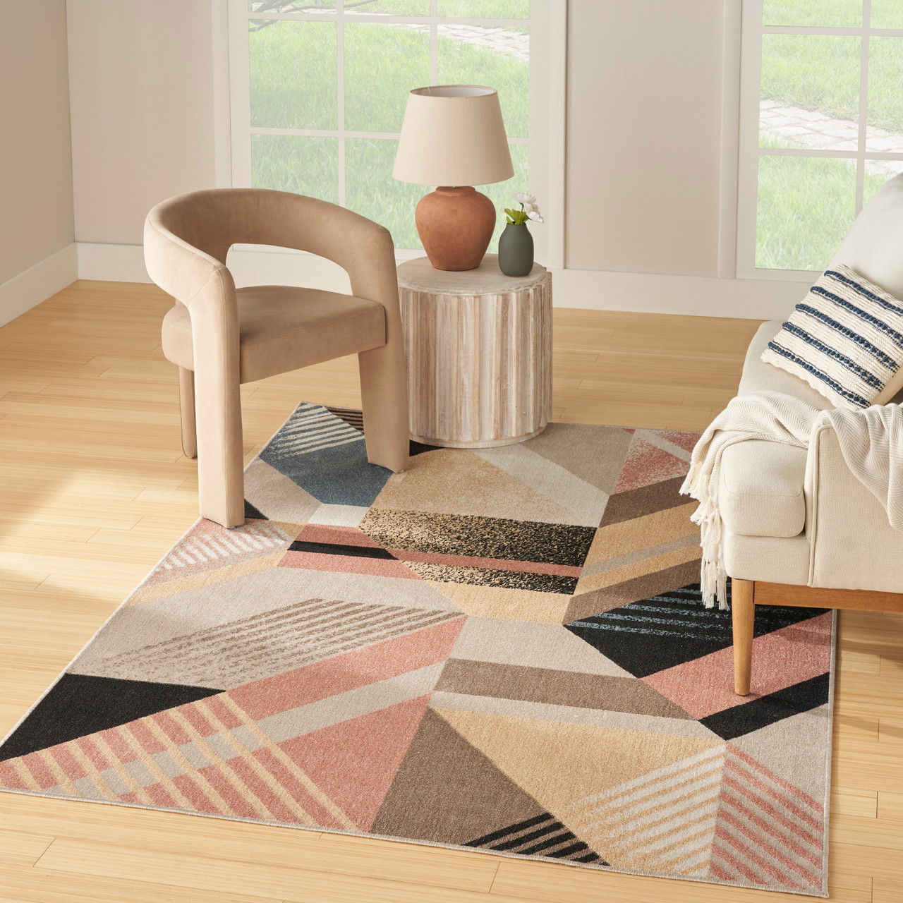 Nourison 9x12 (ft) Multicolor Modern Washable Rug - Image 3
