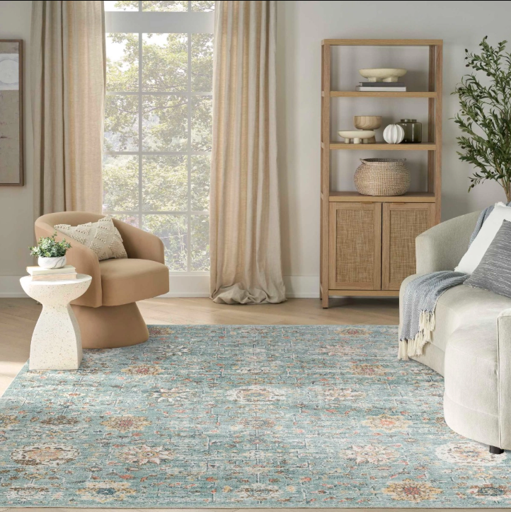 Nourison 9x12 (ft) Persian‑Inspired Blue Washable Rug - Image 4
