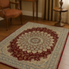 Agra 57090 area rug full view with medallion pattern