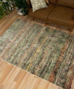 Contemporary area rug styled in a cool-toned room
