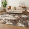 Modern abstract rug styled in a contemporary living space