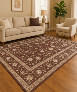 Modern 8x11 rug styled in a spacious contemporary room