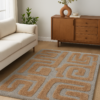 Minimalist area rug styled in a contemporary interior